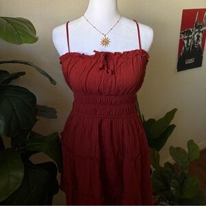 Women’s orange flowy red dress